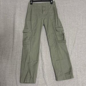Abercrombie & Fitch Womens Cargo Pants Olive Green Straight Leg Utility Size 25